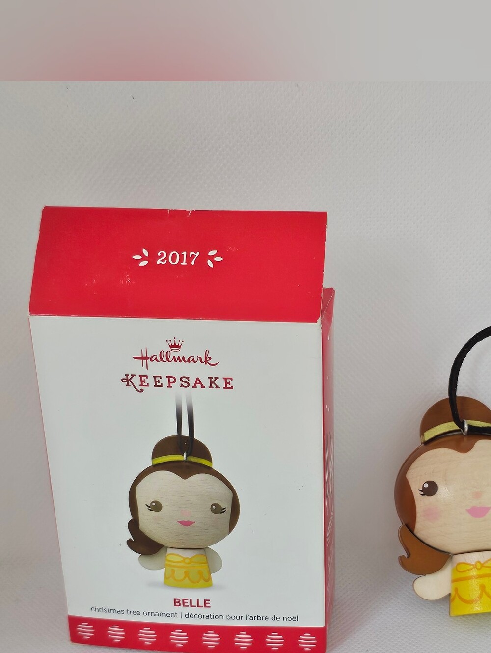 New Hallmark Christmas Ornament Disney Belle wood princess Beauty Beast 2017 Box